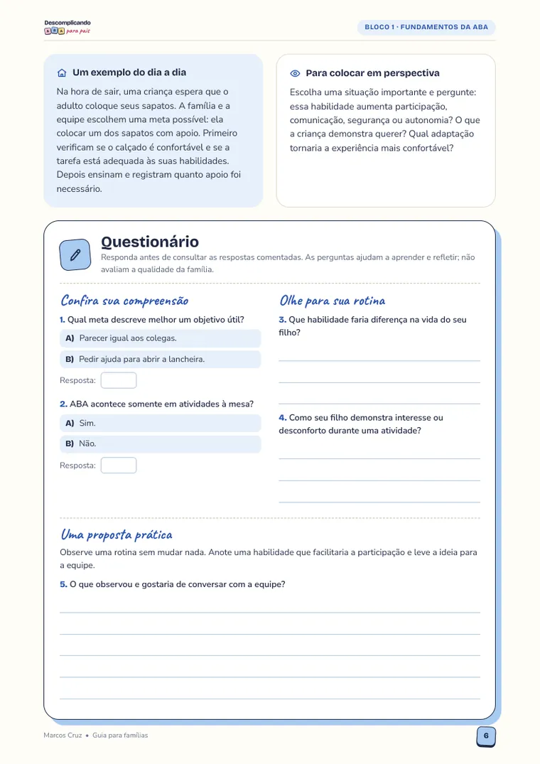 Página do e-book: questionário do Tema 01