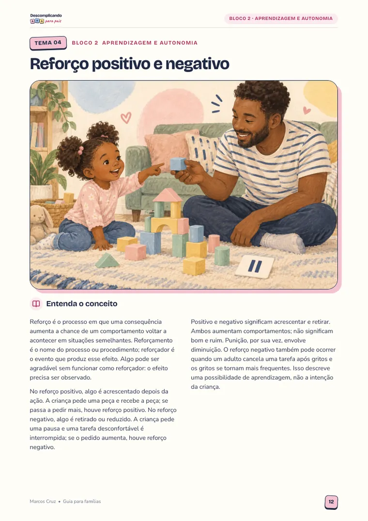 Página do e-book: Tema 04, Reforço positivo e negativo