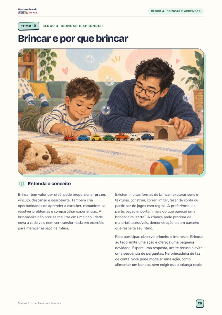 Página do e-book: Tema 10, Brincar e por que brincar